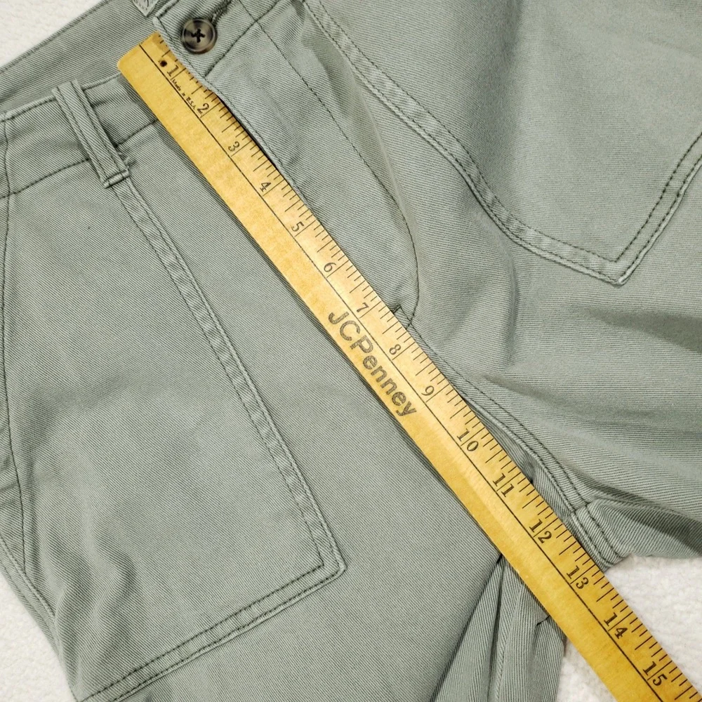 Faherty Utility Crop Pants Womens 30 Sage Green Organic Cotton Raw Hem Casual